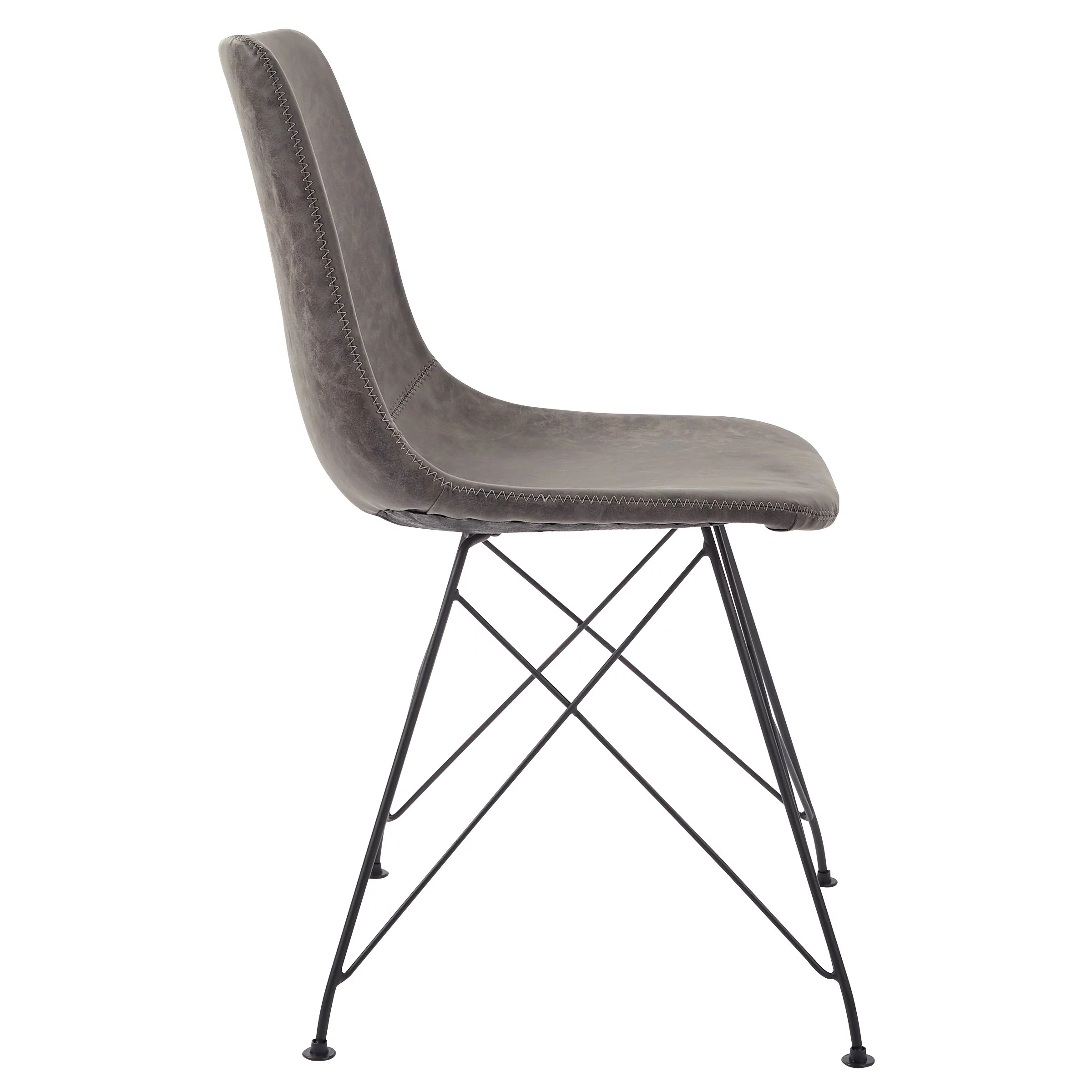 Trenton Chair in Charcoal Gray Faux Leather 2 Pack