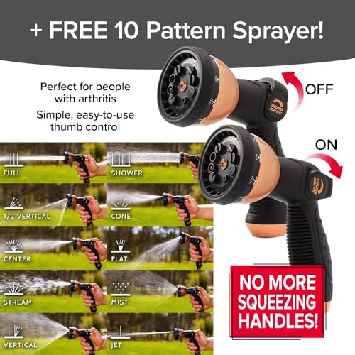 Pocket Hose Copper Bullet Expandable Garden Hose 25 FT w/10 Pattern Thumb Spray Nozzle AS-SEEN-ON-TV 650psi 3/4 in Patented Lead-Free Ultra-Lightweight Solid Copper Anodized Aluminum Fittings No-Kink