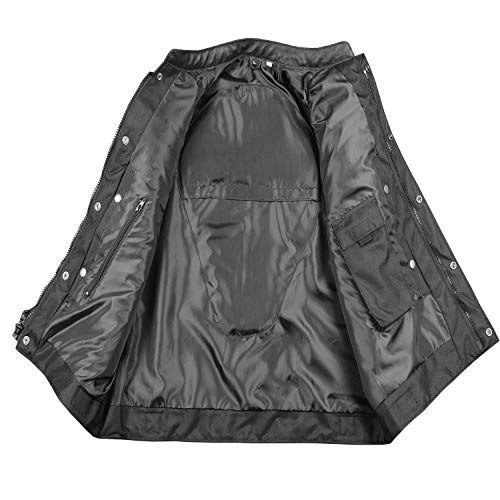 SOA Men's Leather Motorcycle Concealed Gun Pockets Biker Club Vest w/Armor
