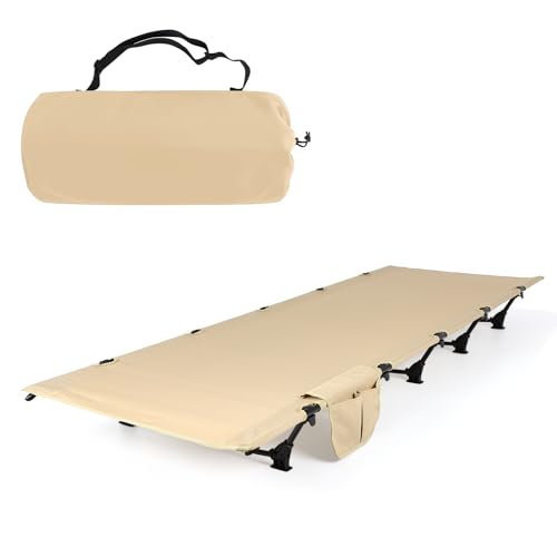 FAHKNS Lightweight Camping Cot, Ultralight Folding Bed for Camping, Hiking, Travel, Portable Compact for Outdoor Travel， Black