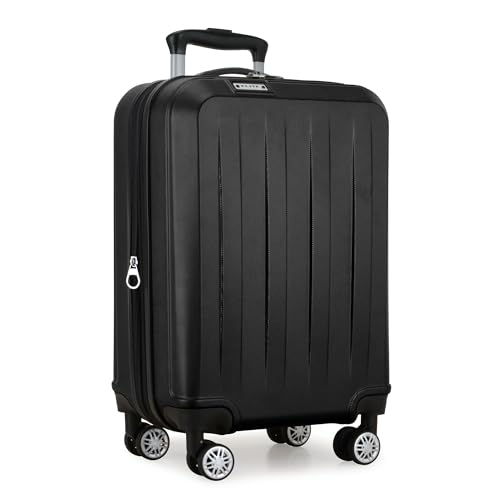 Elite Luggage Expandable Hardside Spinner Luggage, Black, 21