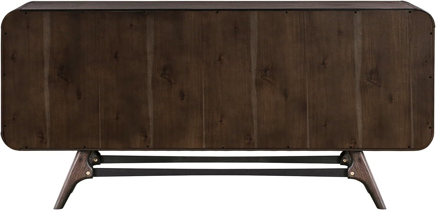 Benjara Ivie 65 Inch Serving Cabinet Buffet Sideboard Console with 3 Drawers, Brown