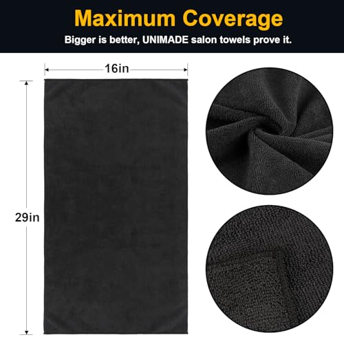 Salon Towels 24 Pack, Microfiber Barber Towel Bulk, (16x29 inches) Fast Drying Hair Towels Super Soft Black Hand Towels for Gym, Salon, Bath, Spa Use and Home Hair Care(Not Bleach Proof)