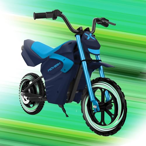 Hover-1 My First Dirt Bike for Kids - 300W Motor, 9MPH Max Speed, 9 Mile Range, 12” Off-Road Tires, 120LB Max Weight, Twist Grip Throttle & Rear Disc Brake Electric Dirt Bike for Kids Ages 5+ Years