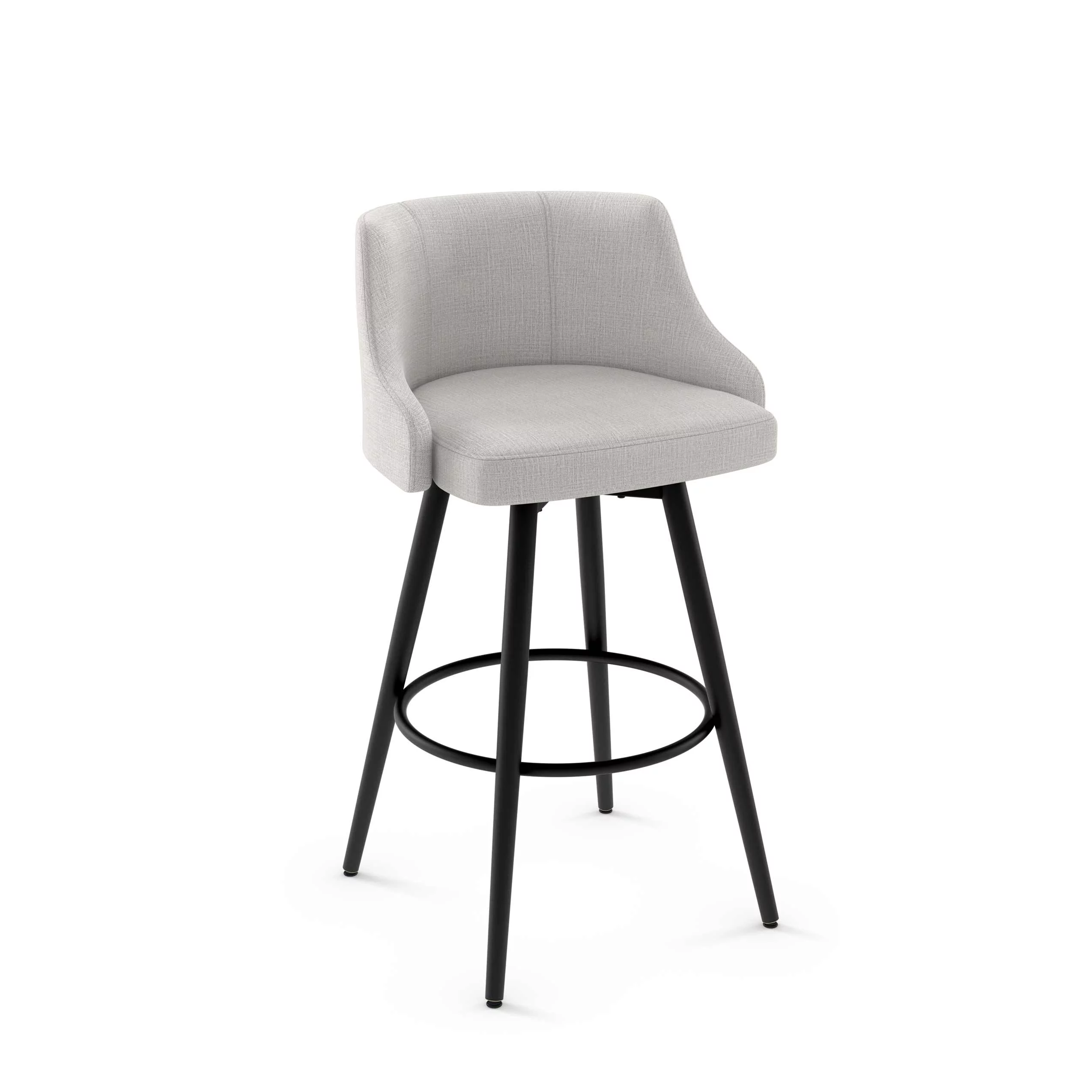 Amisco Duncan 30 In. Swivel Bar Stool - Pale Grey Beige Polyester / Black Metal