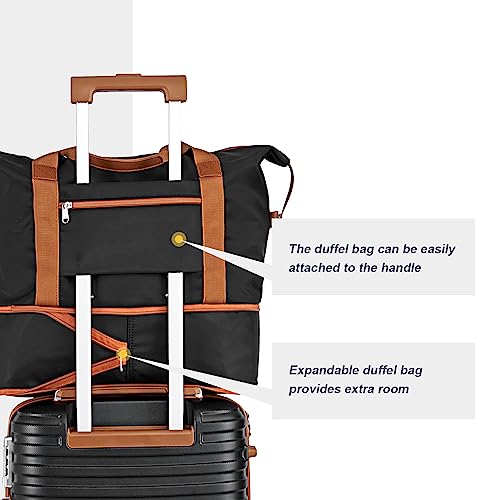 Joyway Carry On Luggage 20 Inch Expandable Suitcase with Spinner Wheel, 4 Piece Hard Shell Luggage Set with TSA Lock(White brown)