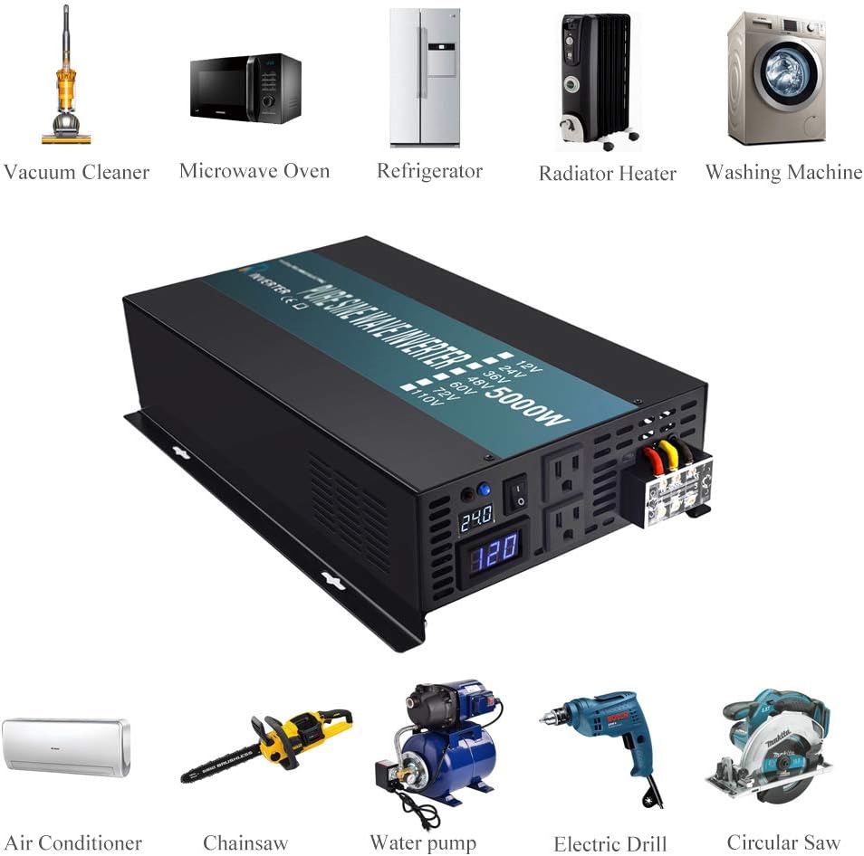 WZRELB Strong Driving Capacity 2500W 24VDC to 120VAC Pure Sine Wave Inverter Power Converter (RBP250024B1)