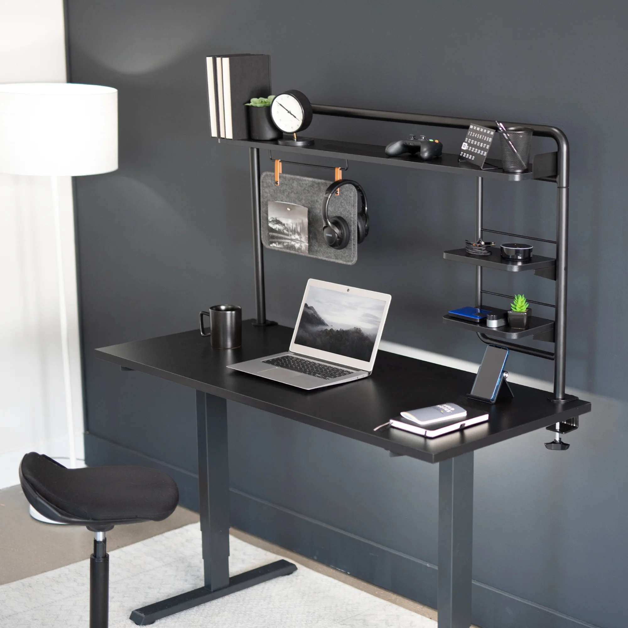 VIVO Clamp-on Desktop Shelving System with Magnetic Memo Board