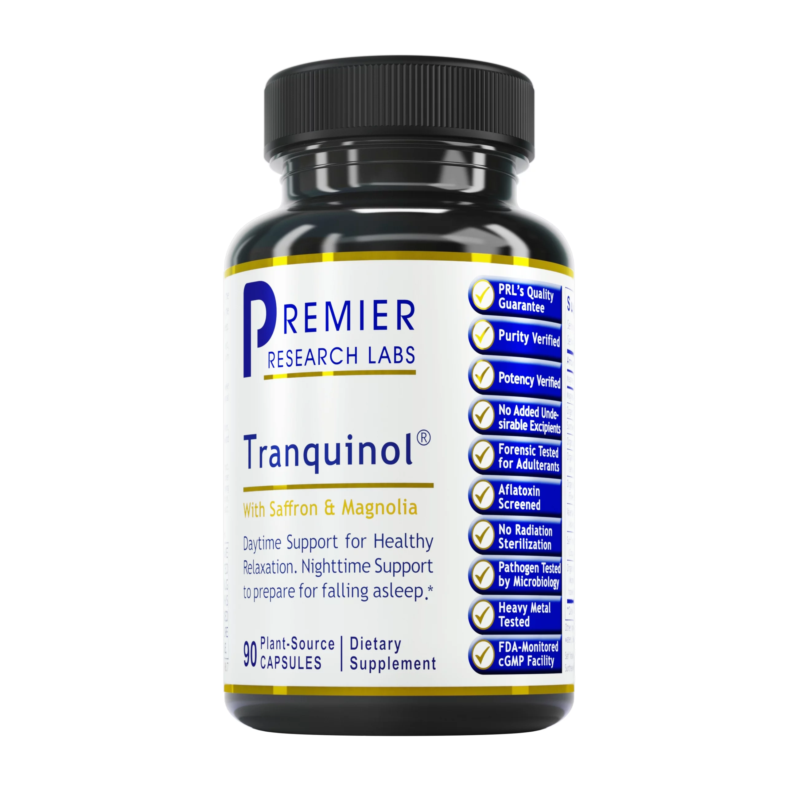 Premier Research Labs Tranquinol - Supports Calm Mind & Neurotransmitter Balance - Deep Sleep Support - With Magnesium, Turmeric, Lemon Balm & Saffron Extract - Pure Vegan - 90 Plant-Source Capsules