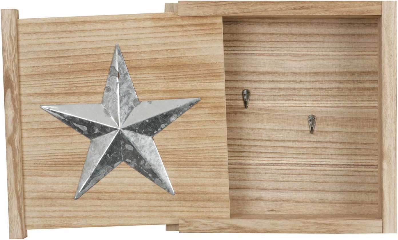 American Furniture Classics Solid Wood Wall Hanging Decorative Hidden Compartment for Keys and Other Small Items Display Cabinet, Distressed Natural Finish