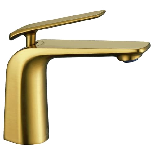 Tall Bathroom Faucet Gold, One Hole Single Handle Vessel Sink Faucet Brushed Gold Basin Faucet, Brass Bathroom Faucet for Vessel Sink, Single Lever Lavatory Faucet