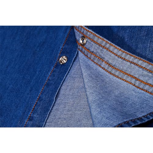 Men's Long Sleeve Double Pocket Snap Denim Shirt