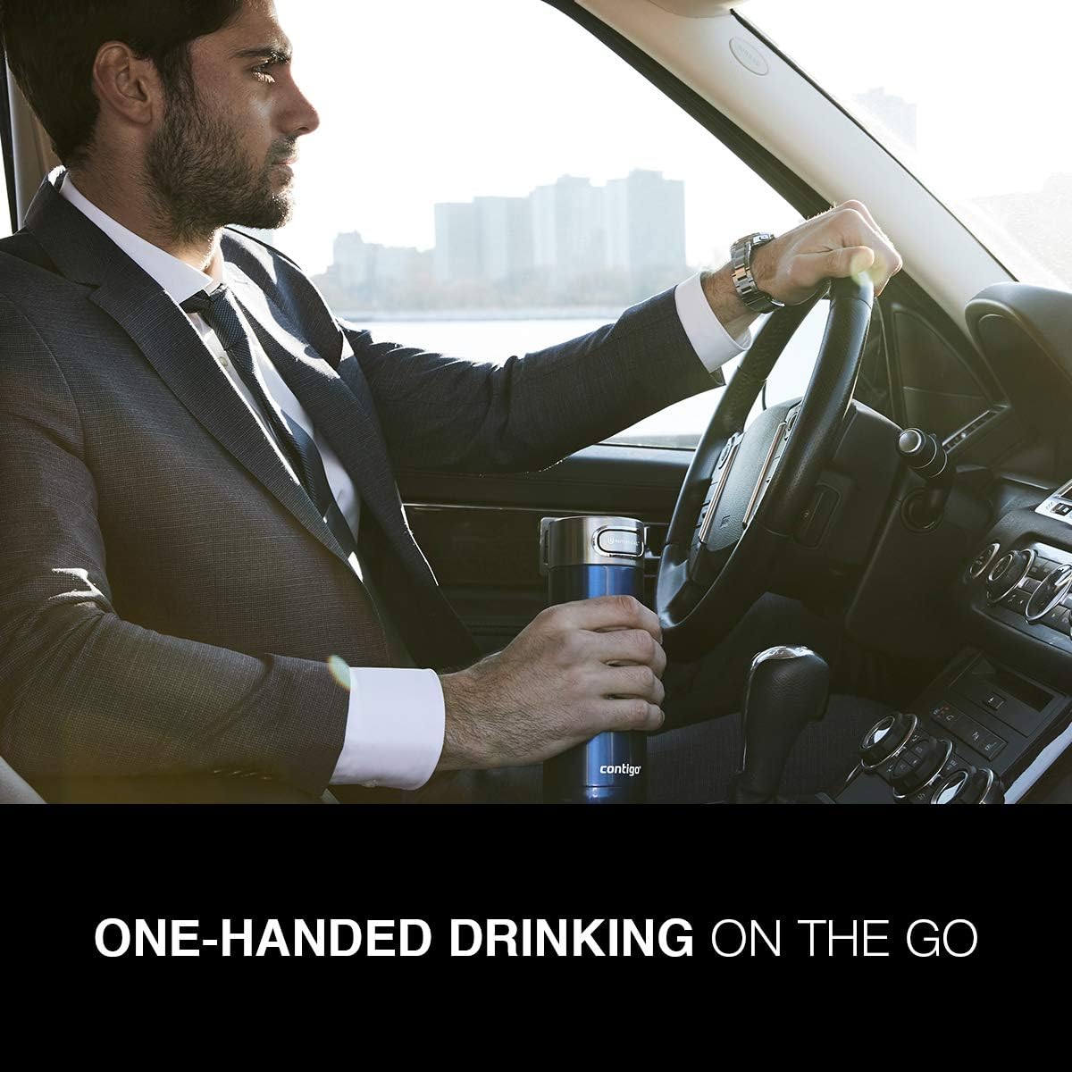 Contigo Handled Vacuum-Insulated Stainless Steel Thermal Travel Mug with Spill-Proof Lid & Luxe Vacuum-Insulated Stainless Steel Thermal Travel Mug, Leak-Proof 16oz Reusable Coffee