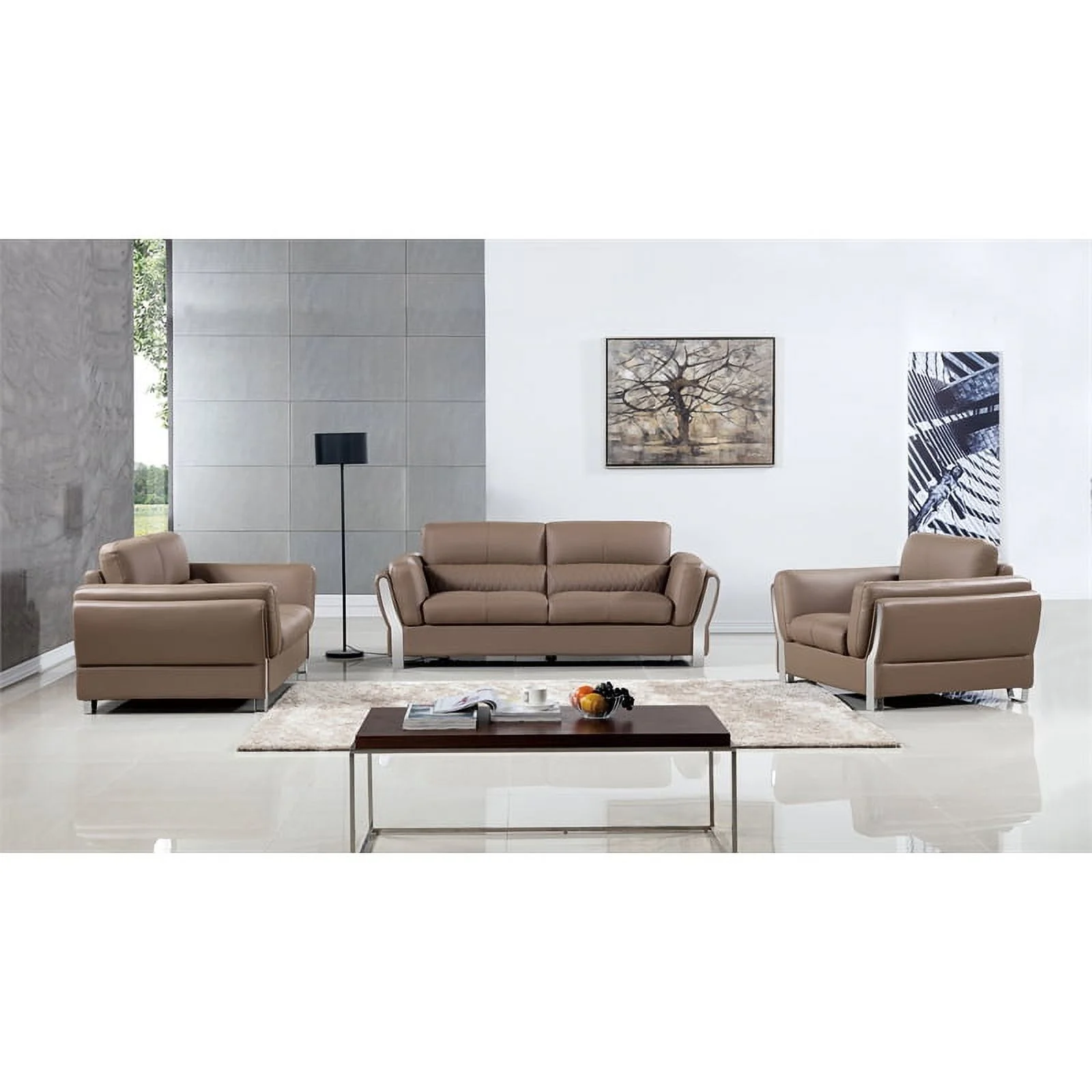 AE690 Taupe (Brown) Color With Microfiber Leather Sofa