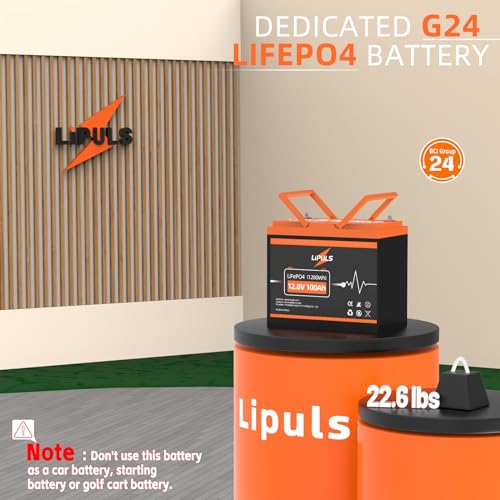 12.8V 100Ah LiFePO4 Battery Lithium Deep Cycle Battery, Group 24 Size Built-in 100A BMS, Max.1280Wh Lithium Iron Phosphate Battery, 10-Year Lifespan, Perfect for RV, Solar Panel, Trolling Motor