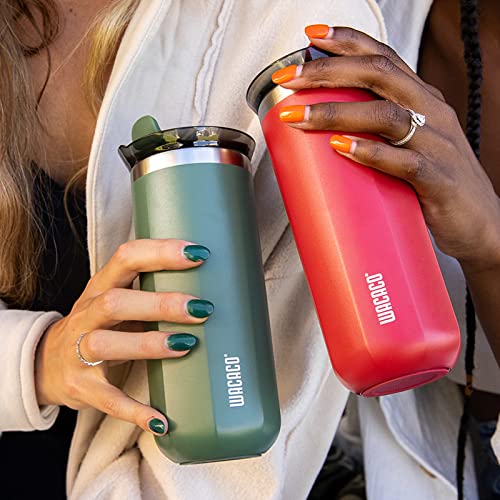 WACACO Octaroma Classico Vacuum Insulated Coffee Mug, Double-wall Stainless Steel Travel Tumbler With Drinking Lid, 6 fl oz (180ml), Carmine Red