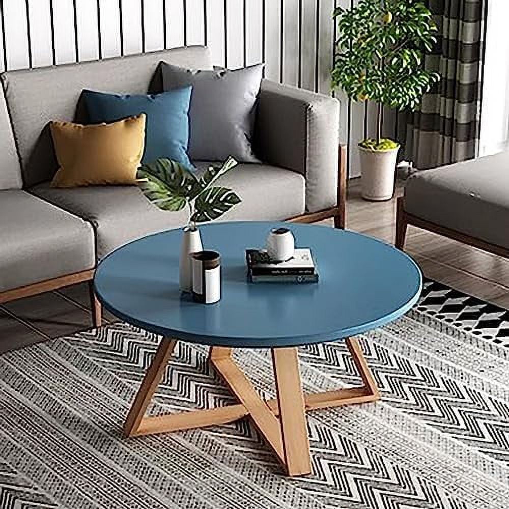 KHBIULIFE Solid Wood Coffee Table Modern Round Coffee Table for Living Room Wooden Farmhouse Coffee Table Side Table Small Center Table End Table(Diameter 28''  White)
