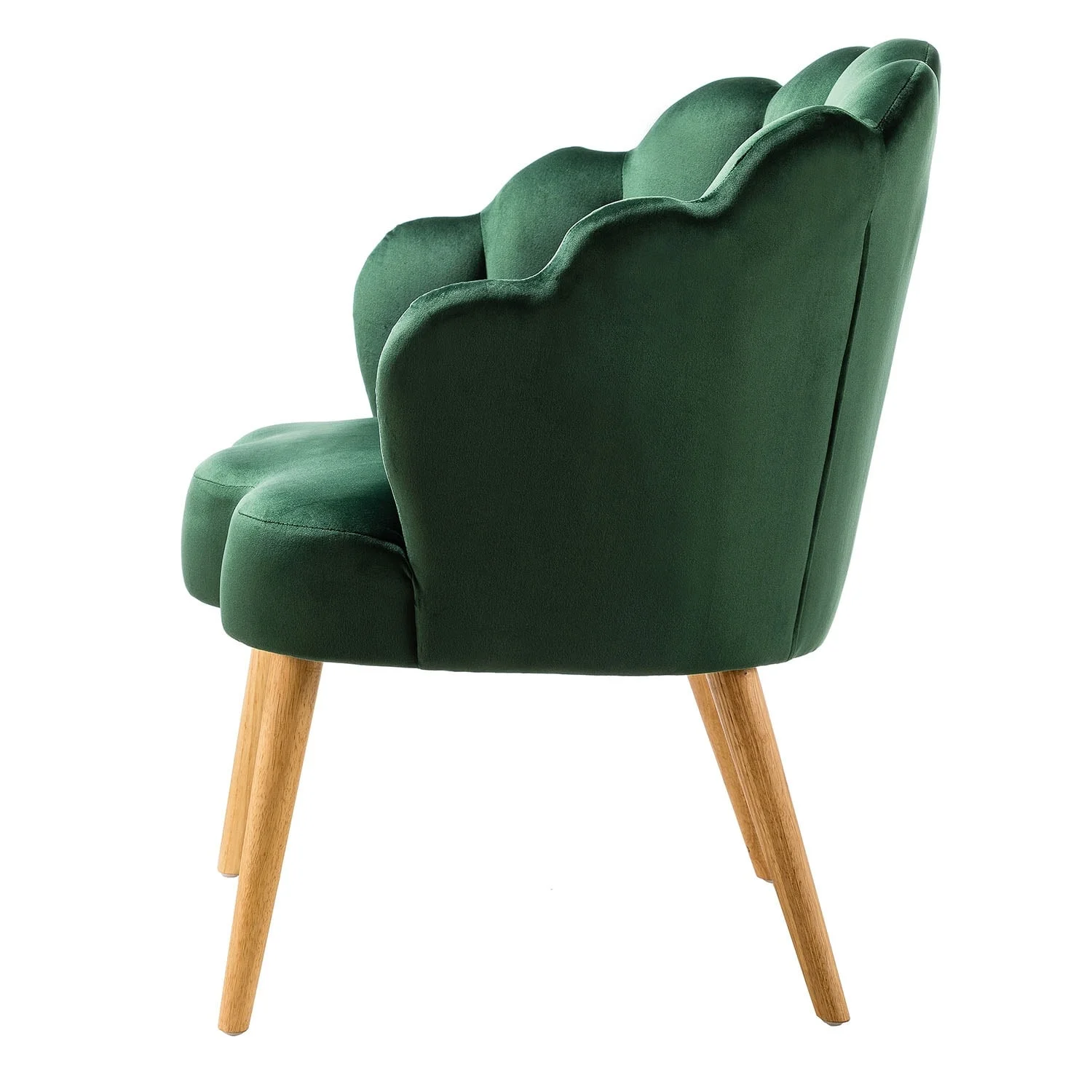 HULALA HOME Eleanora Morden Scalloped Velvet Arm Chair with Tufted Back by  GREEN