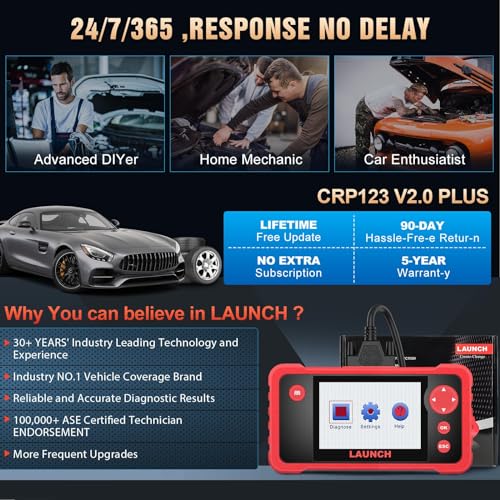LAUNCH CRP123 OBD2 Scanner-2024 Newest Model Engine/ABS/SRS/Transmission Diagnostic Scan Tool SRS Airbag Code Reader,Lifetime Free Update