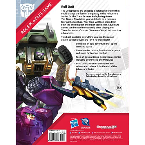 Renegade Game Studios Transformers Roleplaying Game: The Time is Now Adventure Book - Hardcover RPG Expansion Book, for 4-6 Characters