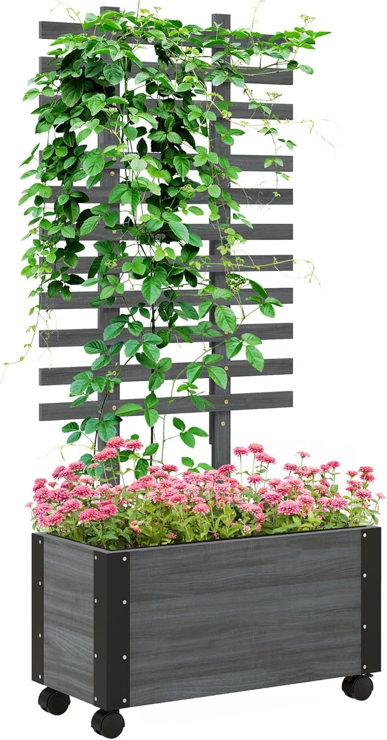 Raised Garden Bed with Trellis, 58