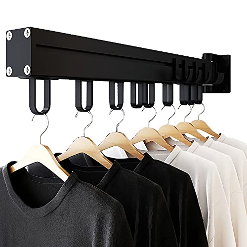 KK5 Clothes Hanger - Aluminium Folding & Retractable Clothes Racks| Wall Mounted Clothes Drying Rack| Home Storage Organiser Space Savers for Living Room, Bathroom, Bedroom, Easy Installation - 1 Kit