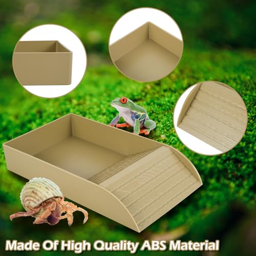 Reptile Water Bowl, Tortoise Food Dish with Ramp and Basking Platform Reptile Water Food Bowls Reptile Water Dish Amphibians Habitat Terrarium Accessories for Turtles Horned Frogs Lizards