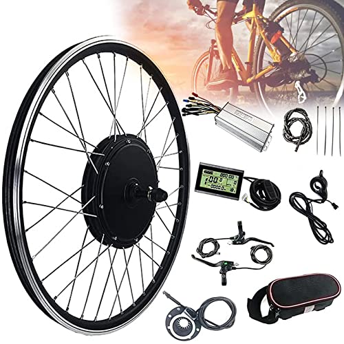 E-Bike Kit 48V Rotate Wheel Hub Motor Kit Brushless Non-Gear Cycling Motor Kit with LCD3 Display Controller PAS Brake Lever for Electric Bike Conversion Kit,48V/1500W-24in