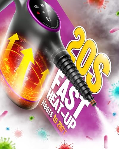 POPCHOSE Handheld Steam Cleaner for Home, Portable Pressurized Steamer for Cleaning Grout, Surfaces, Bathroom, Couch, 20S Fast Heat Up, 12 Accessories, Steam Adjustable, Safety Lock, Graypurple