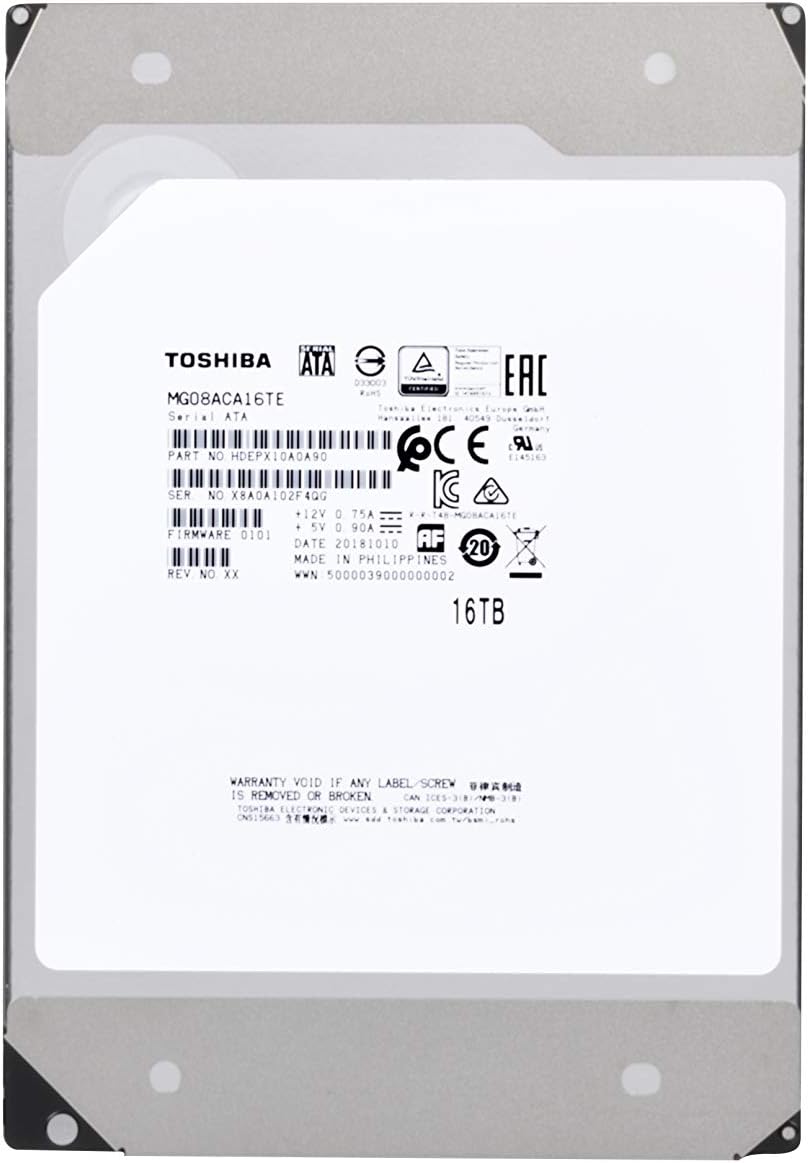 Toshiba MG08ACA16TE 16TB 7200RPM 512e 3.5 SATA Enterprise Desktop Hard Drive