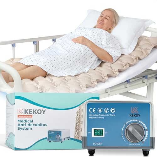 Alternating Air Pressure Mattress, Bed Sore Prevention, Hospital Bed Mattress Topper with Whisper Quiet Pump & Waterproof, Heat Resistant Ulcer Cushion Pad for Hospital, Home, Medical Bed