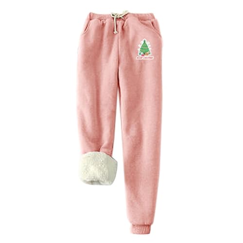 Women Warm Fleece Sherpa Lined Sweatpants High Waisted Thermal Winter Warm Yoga Pants for Workout Running Fleece Jogger Pants