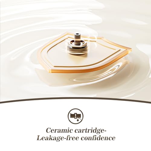 Phiestina Brushed Gold One Hole High Bathroom Vessel Sink Faucet, Single Hole Single Handle Tall Bathroom Faucet, with Pop Up Drain and Water Supply Line,FH01-BG-V