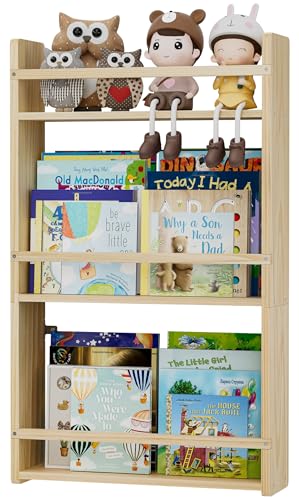 Nursery Book Shelves 3-Tier, Nursery Shelves for Wall, 16.5 inch Nursery Shelves for Books and Toys in Bedroom, Living Room and Nursery. (Natural Color, 3 Tier)