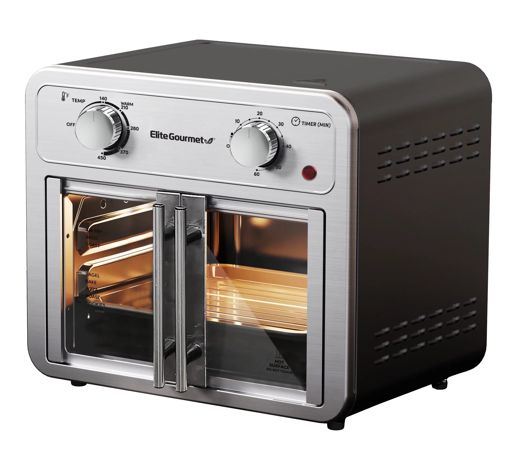 Elite EAF1222SS Stainless Steel Air Fryer Double French Doors 12L Cap