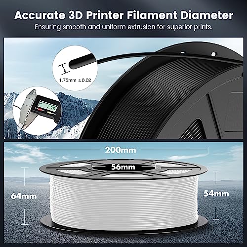 SUNLU 4kg PLA 3D Printer Filament Bundle, Neatly Wound PLA Filament 1.75mm ±0.02mm, Individually Vacuum Packed, 4kg in Total, 1kg per Spool, 4 Pack, 4000g, 4Black