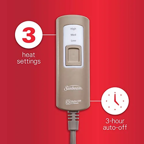 Sunbeam TST8VA-R230-41A66 Sherpa RoyalMink Electric Heated Throw Blanket - Honey