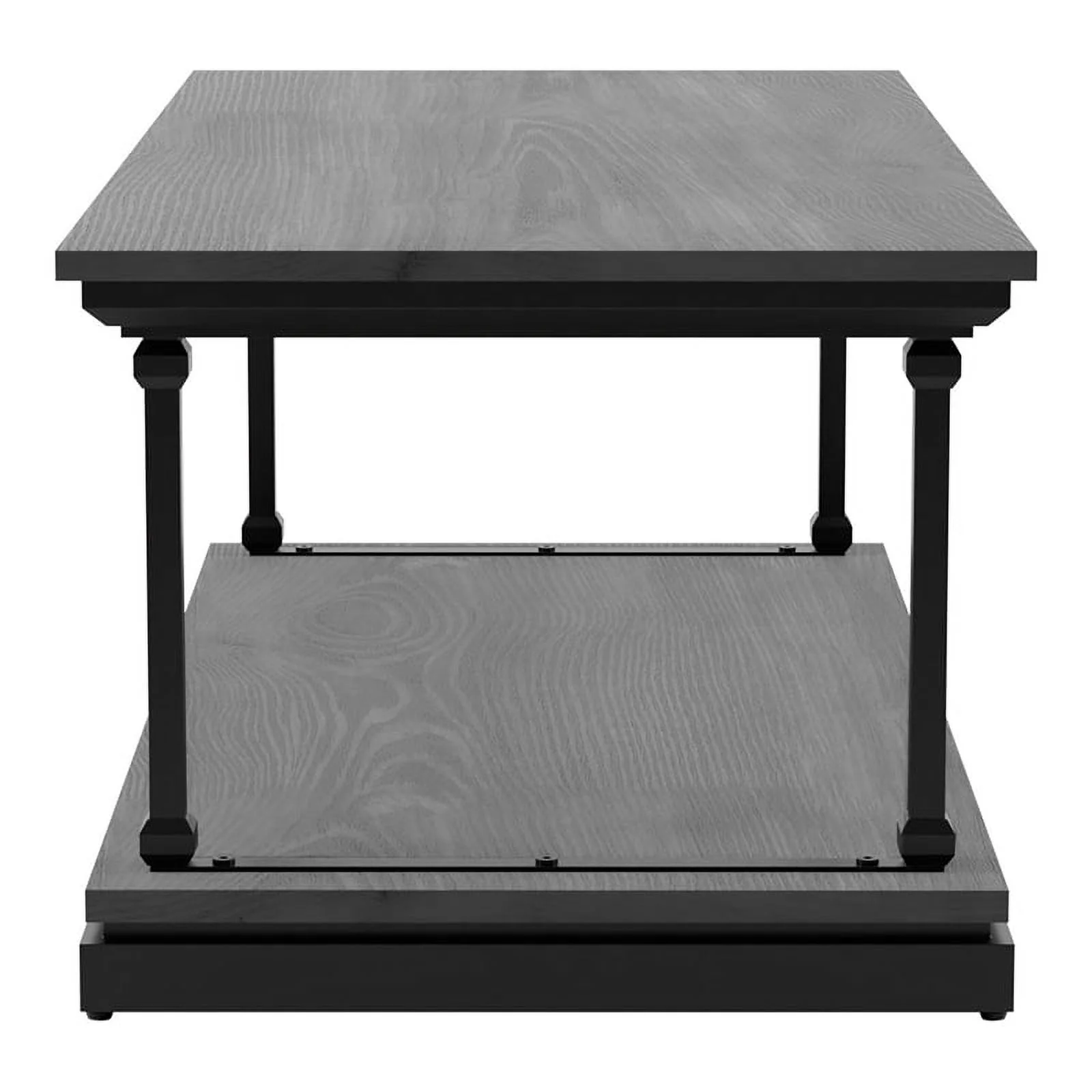 Bowery Hill Wood 1-Shelf Coffee Table in Antique Gray Finish