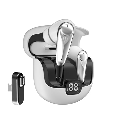 Wireless Gaming Earbuds for PC with Mic 2.4GHz Dongle Low Latency ANC Noise Cancelling Earbuds in Ear Gaming Headphones Earphone Ear Buds Compatible with Meta Quest 2, Steam Deck, PS4, PS5, PC, Switch