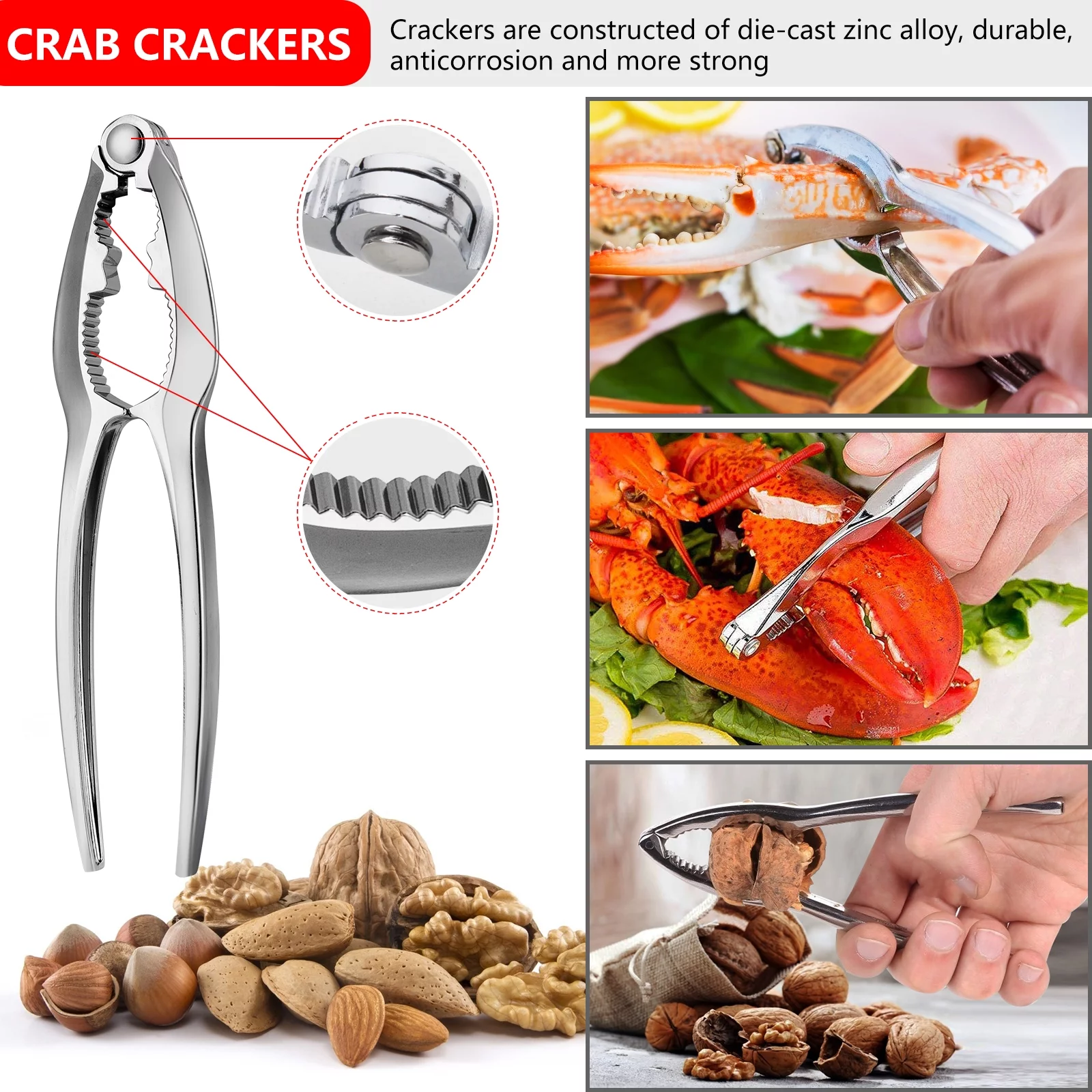 Seafood Tools Set Includes 4 Crab Crackers 6 Seafood Fork 6 Lobster Crackers 1 Seafood Scissors 1 Oyster Knife 1 Shrimp Cleaning Tool-Nutcracker Set20 Piece