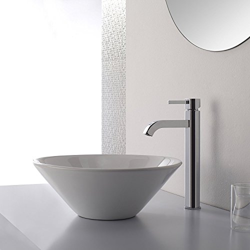 KRAUS Ramus Single Handle Vessel Sink Bathroom Faucet with Pop-Up Drain in Brushed Gold, KVF-1220BG