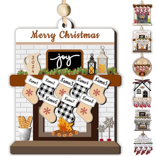 Personalized Photo Christmas Ornament Custom Wooden Ornaments with Name Picture Customized Family Ornaments for Christmas Tree Hanging Decoration Gift