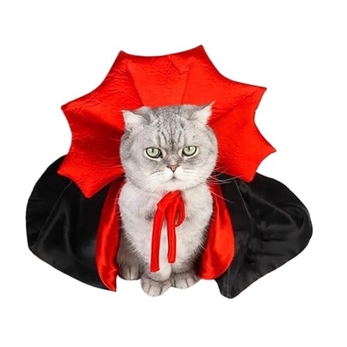 5-Piece Red Black Halloween Vampire Devil Cape Cloak Pet Cat Adjustable Cosplay Set