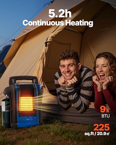 VEVOR Propane Propane Heater, 9000BTU Forced Radiant Space with Stepless Temp Settings & Tip-over Protection, Portable Garage/Shop Heater for Sports, Boating, RVs,Indoor/Outdoor