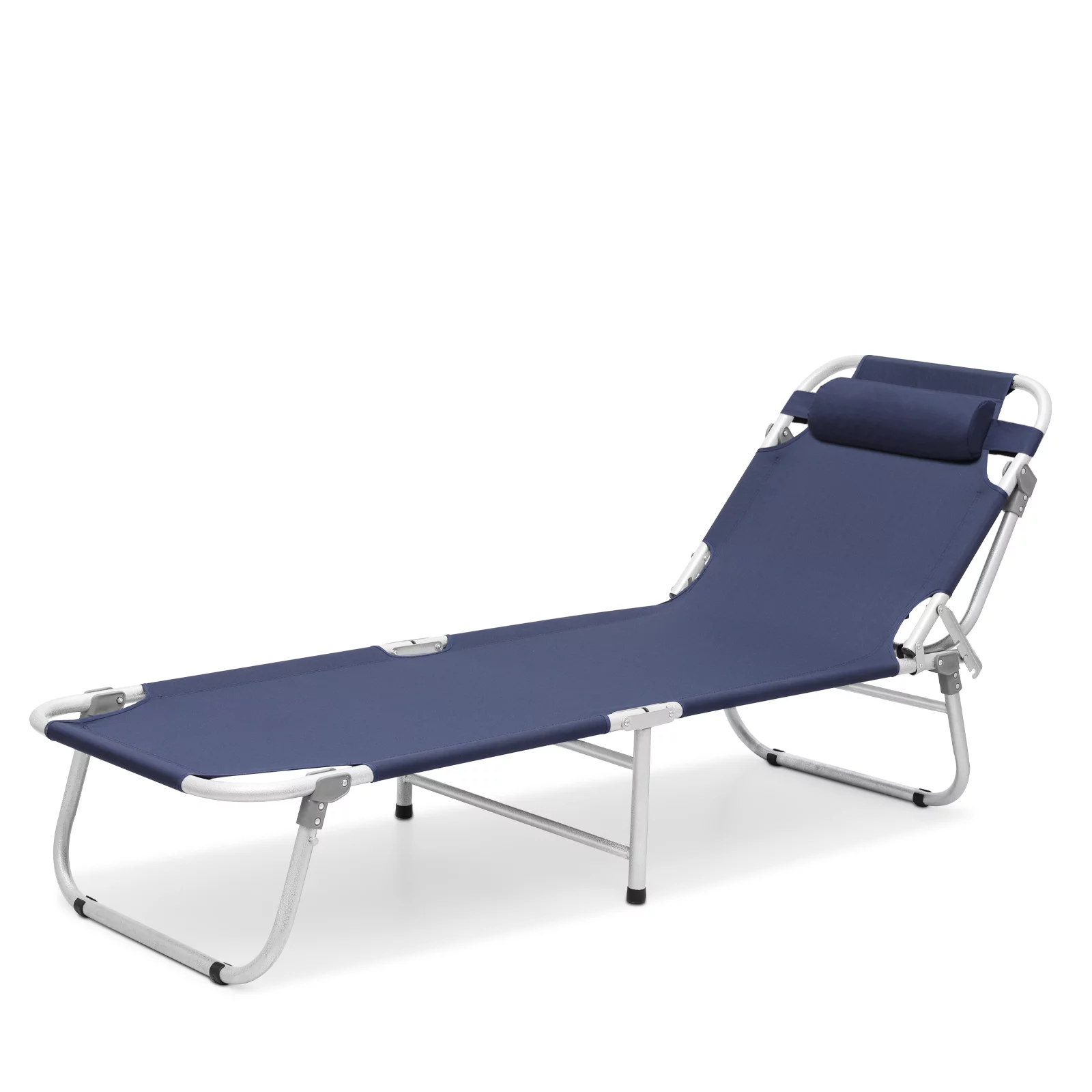 MoNiBloom Portable Folding Bed Reclining Lounger Camping Cot Adjustable 4-Position Lightweight with Pillow and Carry Bag for Sleeping, Outdoor, Travel, Navy Blue