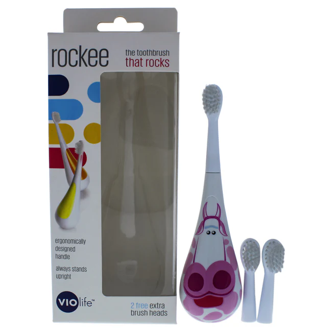 Rockee The Toothbrush That Rocks - VRT157B Bessie by Violife for Kids - 3 Set Rockee Toothbrush, 2 Additional Brush Heads