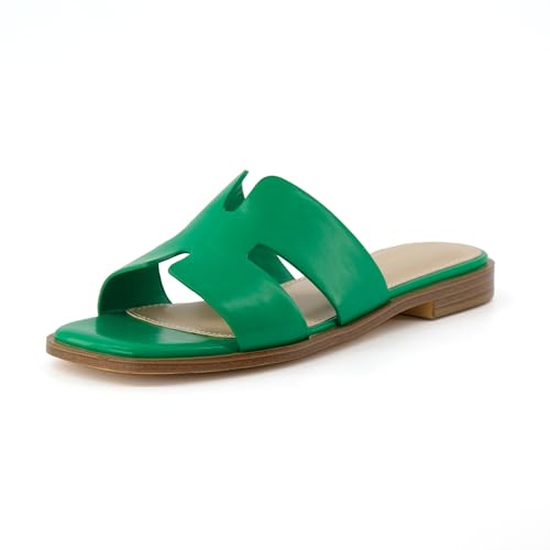 CUSHIONAIRE Voyage Cutout Strap Slides for Women, Slip On Summer Flats, Trendy Footwear, Comfortable Vacation Style Sandals for Women 2025