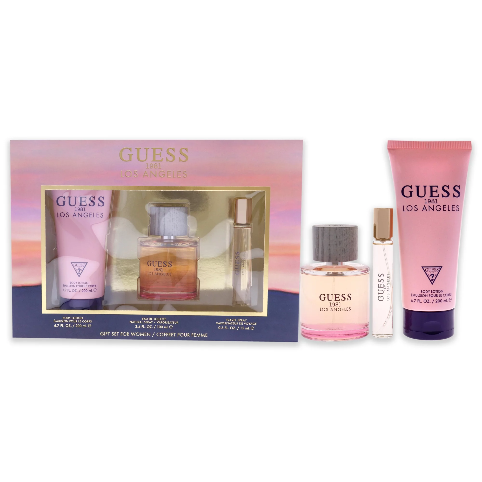 Guess 1981 Los Angeles - 3 Pc Gift Set 3.4oz EDT Spray, 0.5oz EDT Spray, 6.7oz Body Lotion