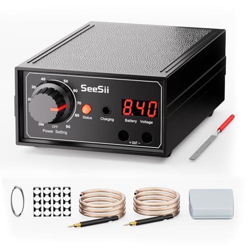 SEESII 8000W Spot Welder: 2025 Upgraded 0.1-0.3mm Battery Spot Welder with Dual Pulse Output, 10-90 Gears Adjustable Foot Pedal Operated Portable Spot welder for Making DIY Battery Packs (SEE-08)