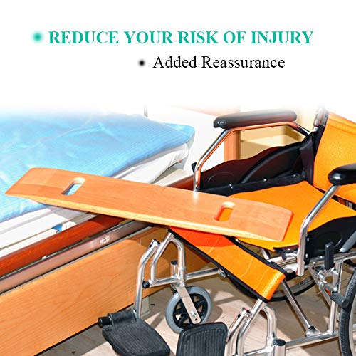 Wooden Slide Transfer Board with Handles, 500 lb Capacity Heavy Duty Slide Boards for Transfers of Seniors and Handicap, 30 x 8 x 0.7